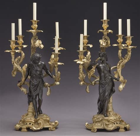 Large Gilt Bronze And Patinated 5 Light Candelabra Lot 307