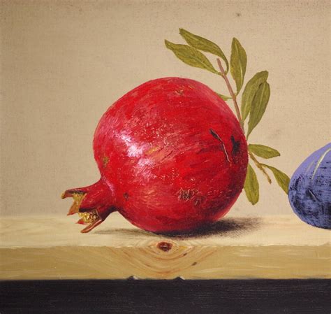 Still Life Pomegranate Original Oil Painting Handmade Art One Of A