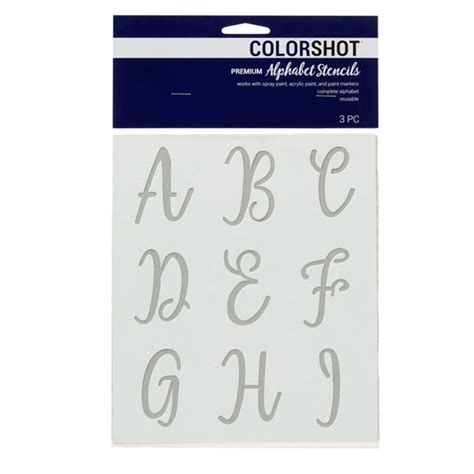 Premium Alphabet Stencils Uppercase Cursive 3 Pack Colorshot Paint