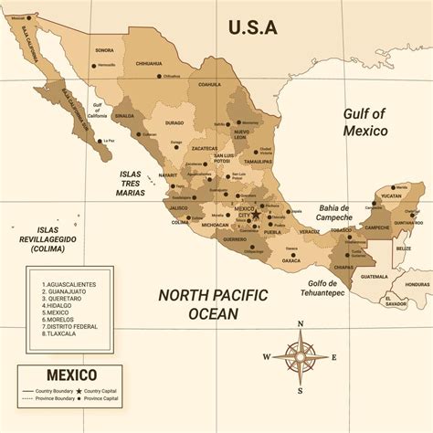 Mexico Country Map With Surrounding Border 21017232 Vector Art At Vecteezy