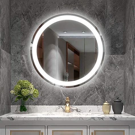 Buy Alfa Design Round Bathroom Mirror With 3 Color Light Vanity Mirror