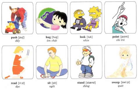 Sách Tiếng Anh Cho Trẻ Nhỏ Học Tiếng Anh Qua Hảnh động Từ Dùng Nhiều