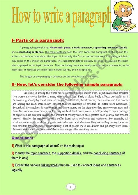 How To Write A Paragraph A Tasksheet With Two Nice Sample Paragraphs