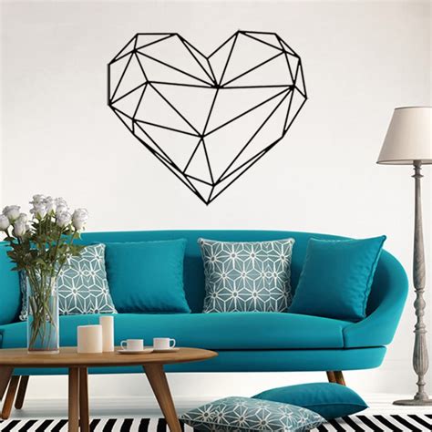 Geometric Heart Vinyl Wall Decal Home Decor Living Room Diy Art Mural