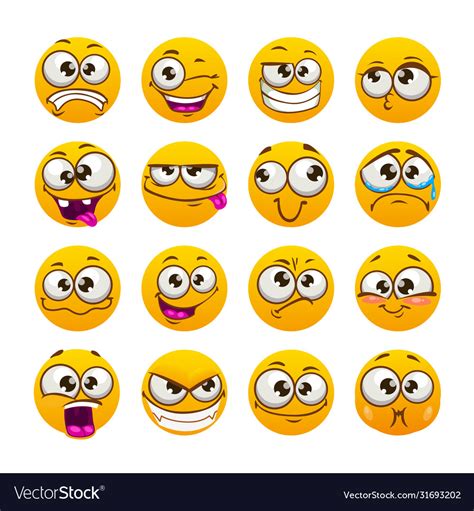 Emoticons Set Emoji Faces Emoticon Funny Smile Vector Image Porn Sex