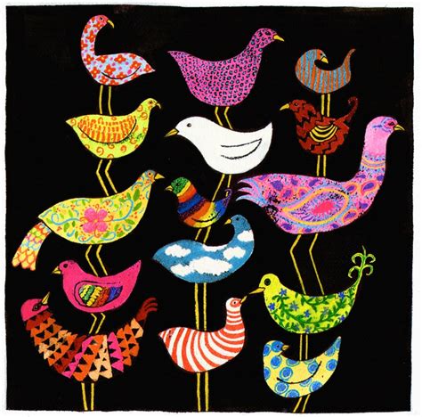 Colorful Folk Art Birds Giclée Print Wall Art Whimsical Etsy