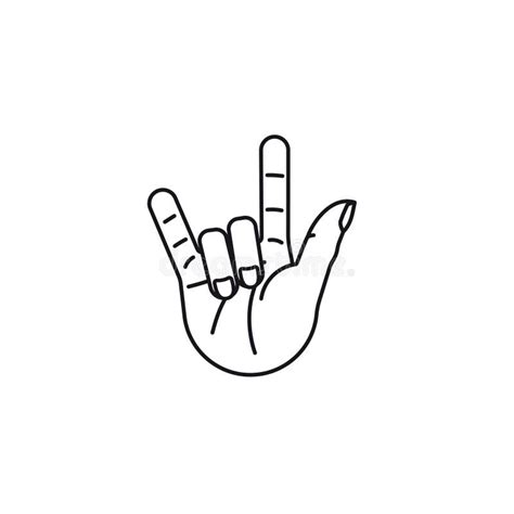 Hand Sign For I Love You Vector Line Con Stock Vector Illustration Of