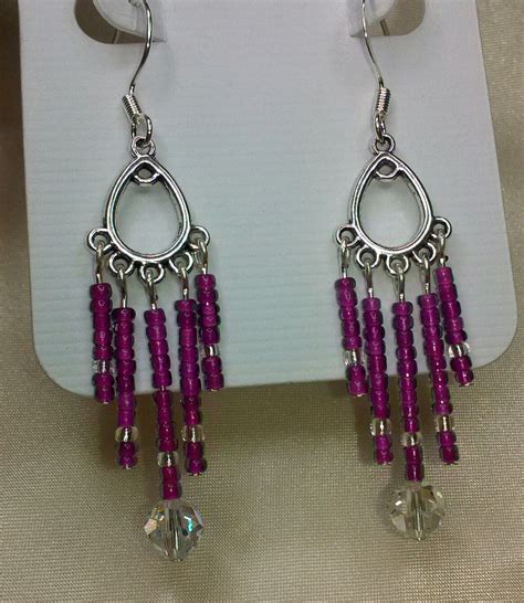 Purple Chandelier Earrings With Crystal Dangle Prices On Etsy Com