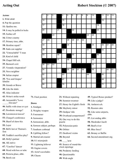 These puzzles are medium difficulty with lively fill. Free Printable Crossword Puzzles Medium Difficulty | Free Printable