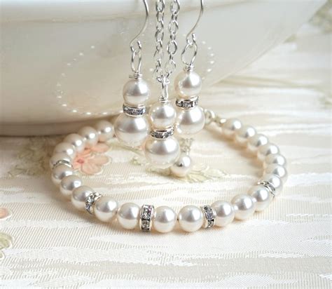 Ivory Pearl Wedding Jewellery Bridesmaids Gift For Woman Etsy