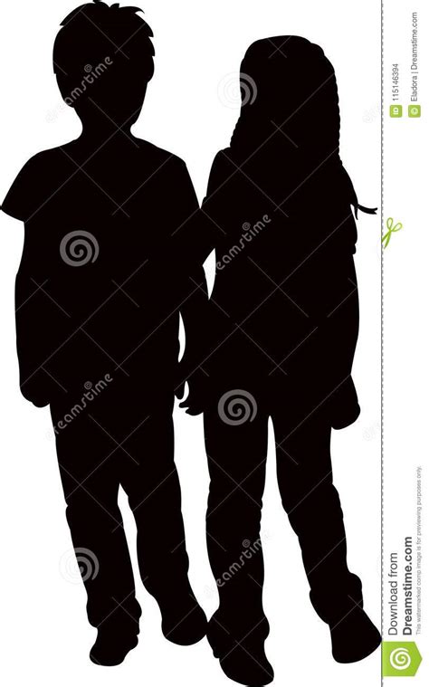 A Boy And A Girl Together Silhouette Vector Stock Vector
