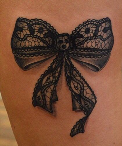 Bow Tattoo Lace Bow Tattoos Neck Tattoo Thigh Tattoo