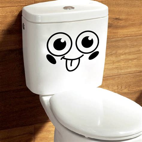 Cute Smiling Face Creative Toilet Sticker Bathroom Wallpaper Funny
