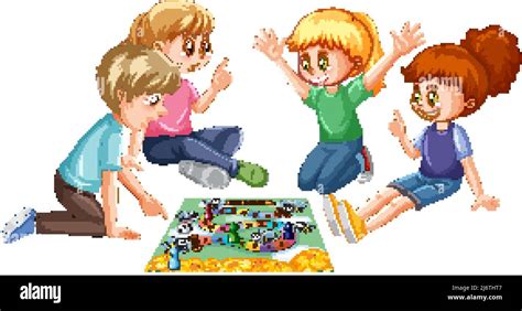Niños Jugando Juegos De Mesa Animados Imágenes Recortadas De Stock Alamy