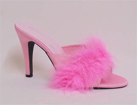 Pink High Heel Satin Feather Fluffy Slippers Court Mule Uk 4 5 6 7 8 Uk 5 Uk Shoes