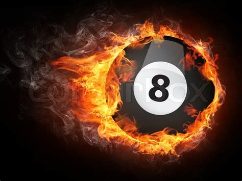 Click now & make some money today. Pool Billiards Ball in Fire. Computer Graphics. | Stock ...