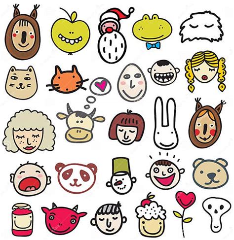 Set Of Doodle Faces Stock Vector Illustration Of People 32804501