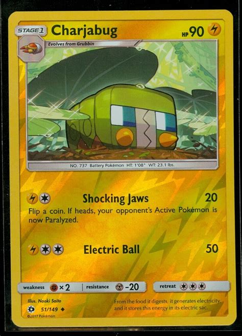 Pokemon CHARJABUG Sun Moon Rev Holo MINT EBay