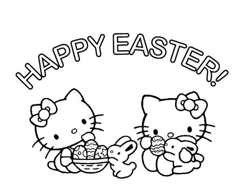 Hudtopics Printable Easter Hello Kitty Coloring Pages