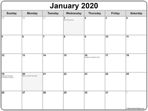 January Holidays 2020 January 2020 Calendar With Holidays Usa Uk
