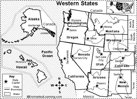 Map Of The West Region States And Capitals