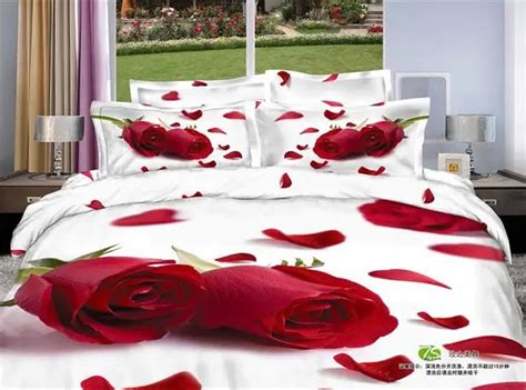 Romantic Red Rose Petal D Flowers Quilt Duvet Comforter Cover Sets