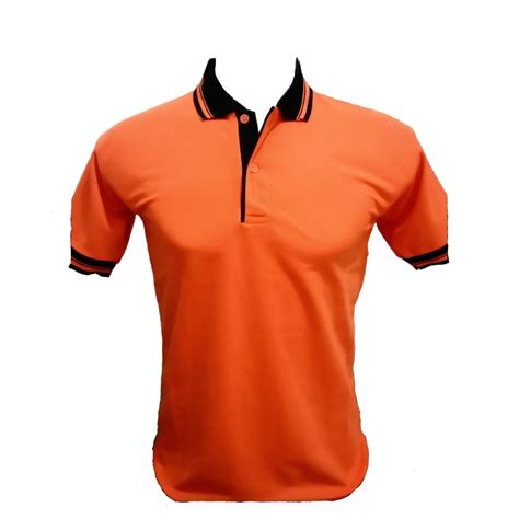 Jual Kaos Kerah Kombinasi Warna Orange Polo Polos Kerah Tshirt