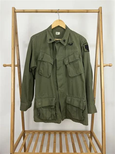 Vtg Vietnam Era Military Tropical Combat Jungle Shirt Slant Pocket