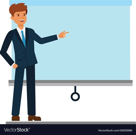 Businessman Showing Presentation Board Cartoon Vector Image