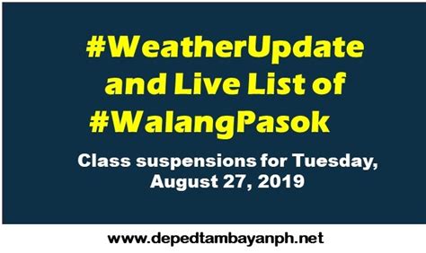 Weather Update And Live List Of Walangpasok Class Suspensions For