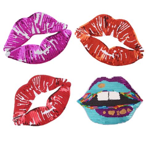 Large Sequins Sexy Lips Patch Applications For Ironing Clothes Diy