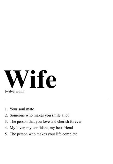 Wife Definition Print A4 Print T For Her Married Etsy Love My