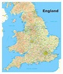 Grande mapa de Inglaterra con carreteras, ciudades y otras marcas ...
