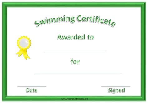 Free Swimming Certificate Templates Customize Online