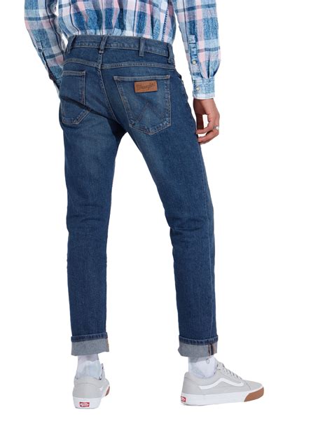 Mens Wrangler Larston Jeans Denim Stretch Slim Tapered Fit Ebay