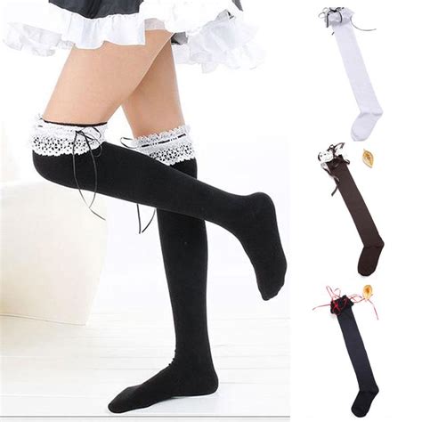 Womens Hosiery And Socks New Women Ladies Thigh High Over The Knee Stockings With Bow Fancy Dress