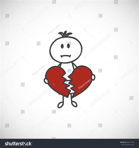 Sad Little Boy Broken Heart Cartoon Stock Vector Royalty Free