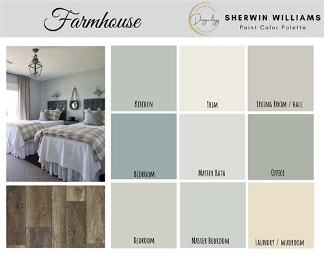 Farmhouse Paint Color Scheme Premade Paint Palette Sherwin Williams Digital Download E