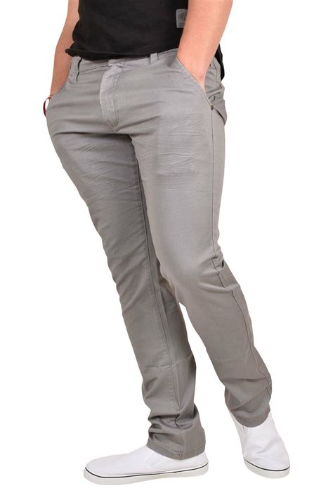 Mens Chino Trousers Regular Fit Jeans Stretch Cotton Rich Twill Casual