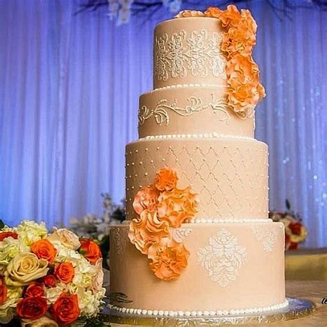 Peach Wedding Cake Decorated Cake By Amanda Morro Cakesdecor
