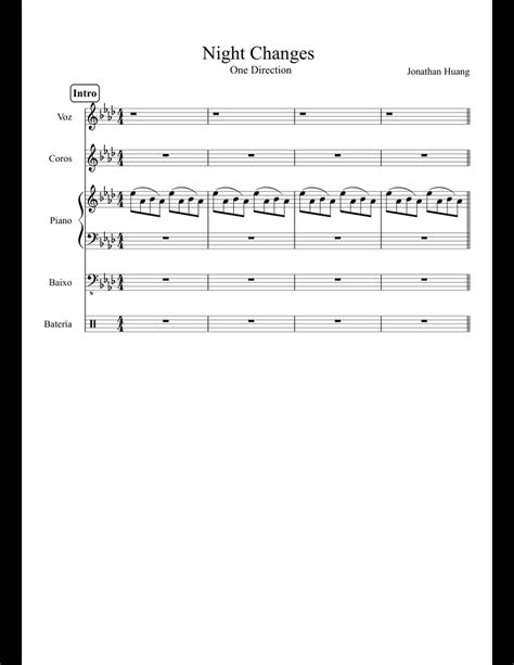 Night Changes Sheet Music For Piano Voice Bass Percussion Download