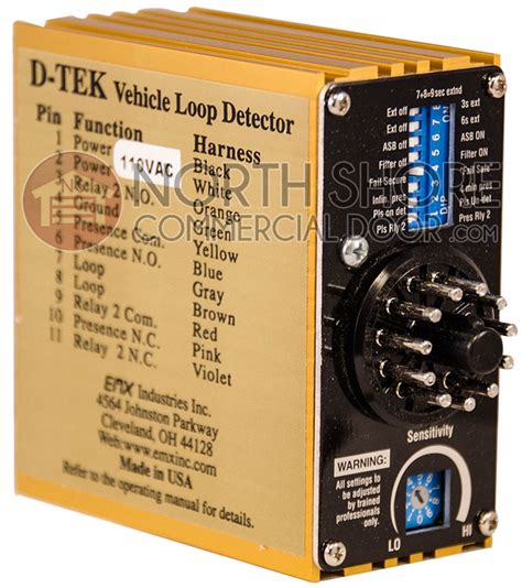 The group on the front of the detector is for basic operation and the group on the back of the detector is for advanced settings. EMX Vehicle Loop Detector D-TEK