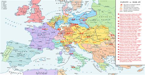 The European Revolution Of 1848 Map Of Events Europe