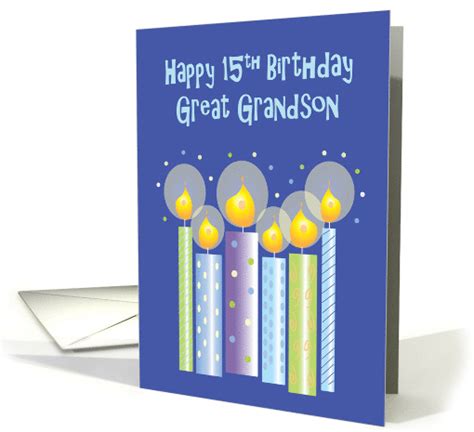 15th Birthday For Great Grandson Row Of Candles With Confetti Card