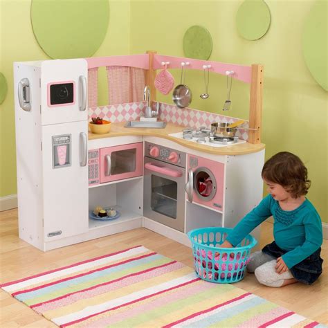 Kids Pretend Gourmet Kitchen Girls Pink Role Play Playset Toy Furniture