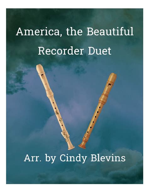 America The Beautiful Recorder Duet Sheet Music Samuel A Ward