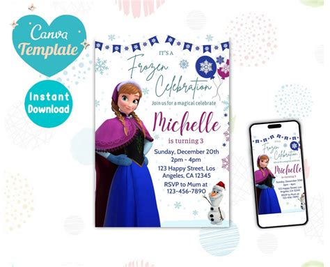 Frozen Anna Birthday Invitation Princess Anna Party Invites Etsy