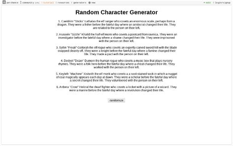 Random Character Generator