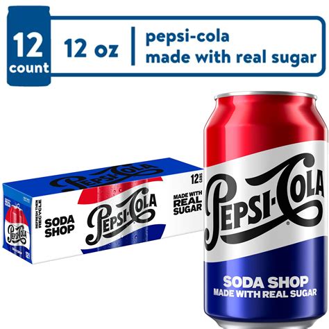 Pepsi Cola Made With Real Sugar Soda Pop 12 Fl Oz 12 Pack Cans