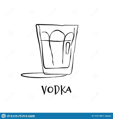 Shot Vodka Retro Glass Vodka Hand Draw Design For Any Purposes